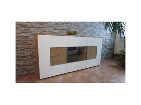 Komoda Parma - Divoký dub masiv / bílá matná MDF - 10
