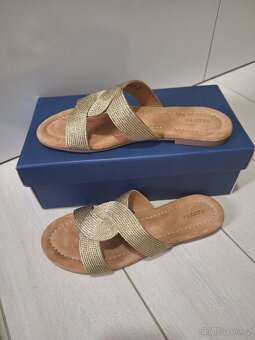 Nove kozene zlate bezove sandalky nazouvaky Lazzarini - 10