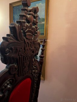 Luxusní řezbované královské křeslo LVÍ HLAVY - 10