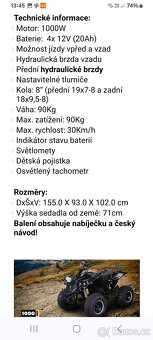 Elektro ctyřkolka ATV Warior Xl, 1000W - 10