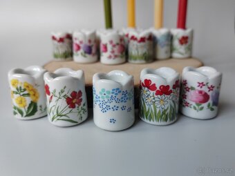 Vintage roztomilý porcelánový svícení s květinovým dekorem - 10