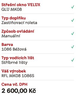 Stínící rolety béžové 4ks na střešní okna VELUX - 10