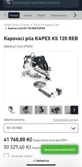 FESTOOL KAPEX KS 120 REB+ další svěrka a 3 kotouče - 10