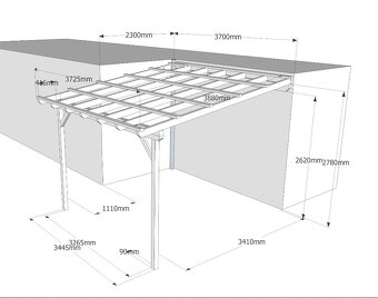 Dřevěná pergola s krytinou 4x3,7 m - 10
