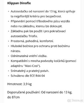 Klippan Dinofix 0 - 13 kg autosedačka / vajíčko - 10