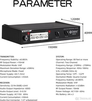 Bezdrátový mikrofonní systém Debra Audio PRO VM302 - 10
