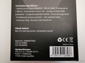Nová, rozbalená herní myš CZC.Gaming Heretic, záruka - 10