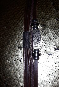 Nový pánský značkový náramek Hugo Boss hnědý kožený 21,5 cm - 10