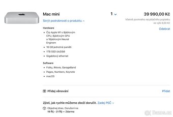 Mac Mini – 16GB, 1TB SSD, M1 – Záruka, DPH - 10