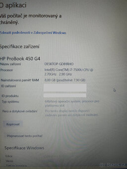 Notebook HP ProBook 450 G4, 15.6, Intel i7, podsvícená, num. - 10