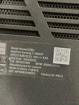 Prodám Lenovo Ideapad Gaming 3 15IAH7 + myš (v ceně 1000 kč) - 10