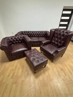 Chesterfield štýl kožená,NOVÁ sedačka - 10