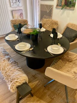 Kulatý rozkládací jídelní stůl Malaga, dekor dub, 115–155 cm - 10