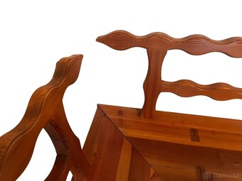 Starožitný chalupářský stůl, lavice, židle - 10