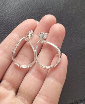 Nové dámské stříbrné náušnice oválné slzy slzicky 3 cm nové - 10