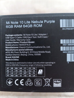 Nový Xiaomi MI Note 10 Lite Purple 6/64GB, 3D displej - 10