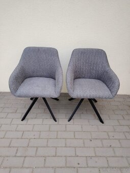 Nové otočné křesílka, boucle-manšestr, šedé - 10