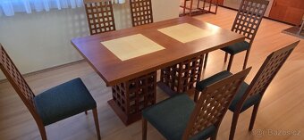 Jídelni stůl, 6 židlí, masiv, dýha - 10