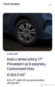 6x120 R17 originál ALU disky FORD Transit Custom - 10