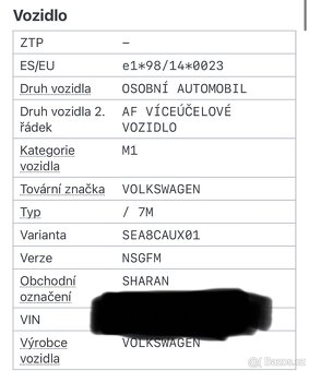 VW SHARAN modrá barva, 2003, nafta 1 896 cm3 85 kW - 10