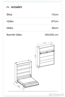 Výklopná postel Bed Concept 160/200 lesk bílá - 10