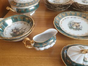 Komplet jídelní+čajová+mocca zelená myslivec hlava - 10