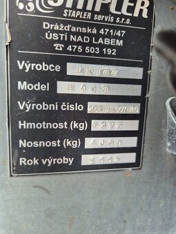 Vysokozdvižný vozík LINDE H40D nosnost 4000kg, volný zdvih - 10