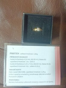 Zlatý prsten s diamanty; 2,28g, 57mm - 10