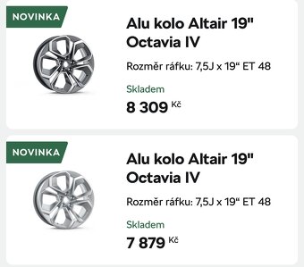 Octavia 4 R19 Nová originální sada - 10