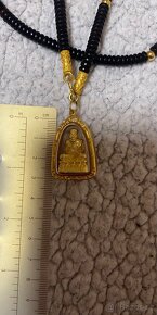 Náhrdelník zlatem spojovaný, amuletové přívěsky, Thajsko - 10