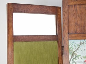 Secesní Dubový Paraván Zástěna Papoušek Ara Restaurováno - 10