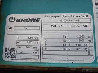 KRONE SZ lowdeck, BPW, roof lift, dvouosý návěs - 10