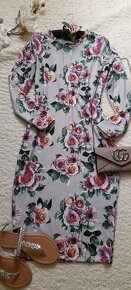 Zara květované pouzdrové elastické midi šaty - 10