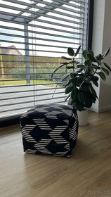 Bavlněný pouf Square černobílý, znacky Hubsch - 10