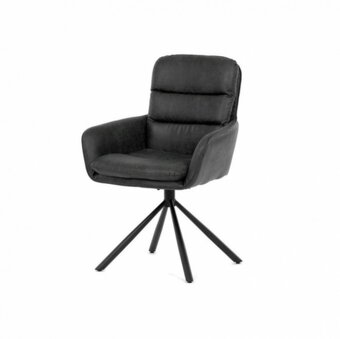 Jídelní židle s područkami v šedé látce - 10