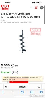 Stihl půdní vrták+ 90 150 200mm vrtáky+vrtací hlava 2x prodl - 10