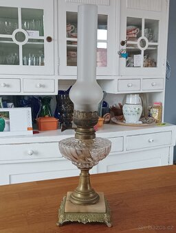 STAROŽITNÁ SECESNÍ PETROLEJOVÁ LAMPA EHRICH & GRAETZ-19.STOL - 10