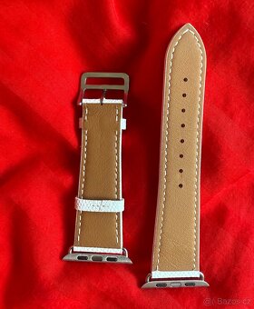 Kožené řemínky Apple Watch 42/44/45mm, bílý a žlutý. - 10