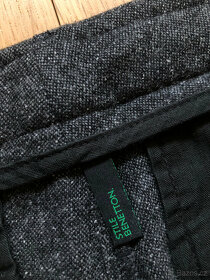 Tmavě šedé vzorované kalhoty s hedvábím Benetton Slim 38 - 10