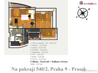 Nově zrekonsturovaný byt 3+kk, 94,44 + balkon 5,34 m2 + tera - 10