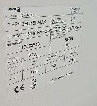 Lednička Fagor, funkční, mírně opotřebená, stáří 7 let - 10