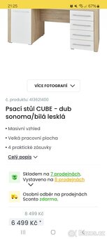 Psací stůl CUBE dub sonoma / bíla lesk - 10