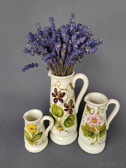 Nádherná sada unikátních keramických ručně malovaných džbánu - 10