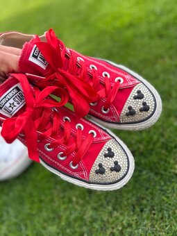2x luxusní červené + bíle converse s kamínky Swarovski - 10