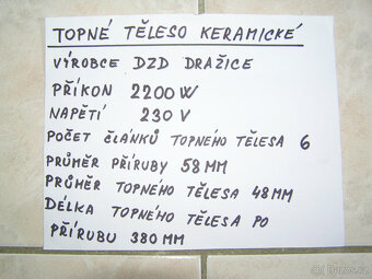 Keramické topné tělěso  DZD Dražice 2200W - 10