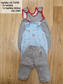 kalhoty, tepláky, kratase vel. 74/80 cca 6-12m - 10
