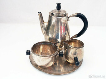 Krásná moka sada s podnosem; Stříbro 925, Georg Jensen - 10