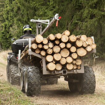 Vozík za čtyřkolku dvounápravový kovový, plechový Shark WOOD - 10