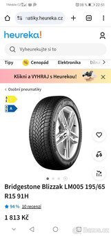 ZIMNÍ PNEU 195/65 R15 Bridgestone - sada 2 ks - 10