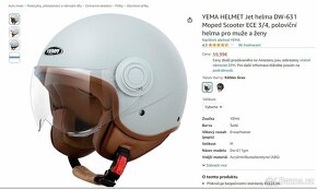 YEMA HELMET Jet helma DW-631 Moped Scooter ECE ¾ velikost S - 10